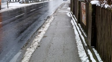 a salted sidewalk